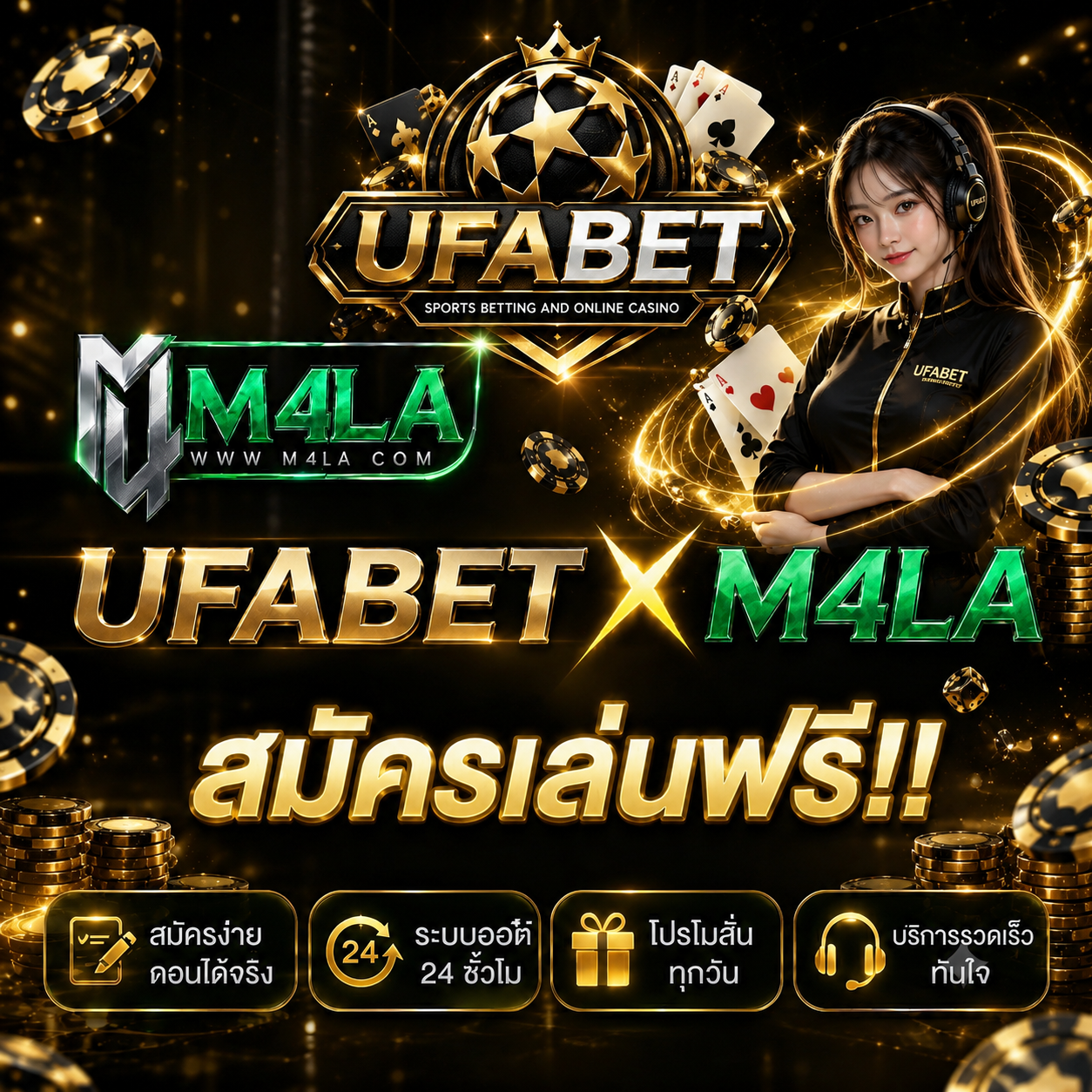 UFABET X M4LA สมัครเล่นฟรี สล็อต คาสิโน แทงบอลออนไลน์